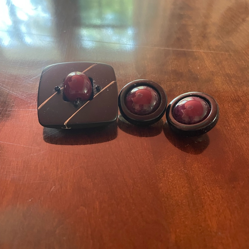 Angela Caputi Brooch and Matching Earrings